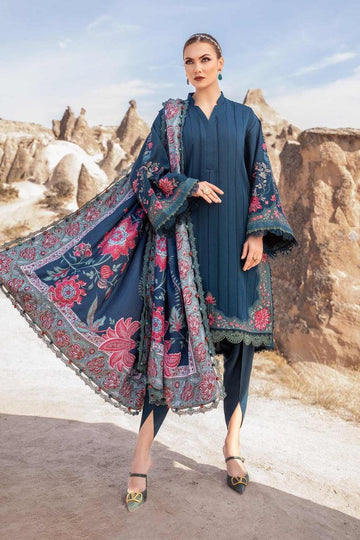 MARIA B LAWN EMBROIDERY DRESS WITH PRINTED SHAWL 3 PIECE UNSTITCHED