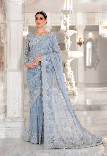 MARIA B WEDDING SOFT NET EMBROIDERY SAREE UNSTICHED 3 PIECE