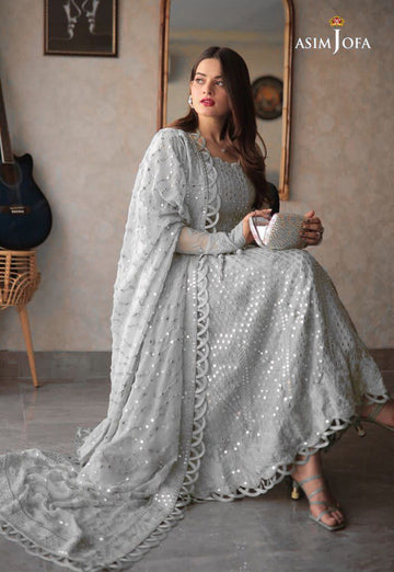 ASIM JOFA SOFT CHIFFON HEAVILY EMBROIDERY DRESS 3 PIECE UNSTITCHED