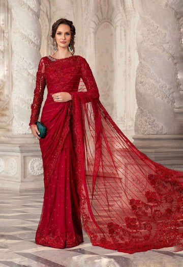 MARIA B WEDDING SOFT NET EMBROIDERY SAREE UNSTICHED 3 PIECE