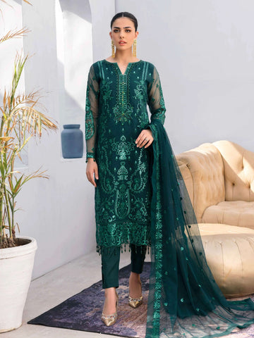 EMAAN ADEEL SOFT NET HEAVILY EMBROIDERY WITH HAND WORK 3 PIECE UNSTITCHED